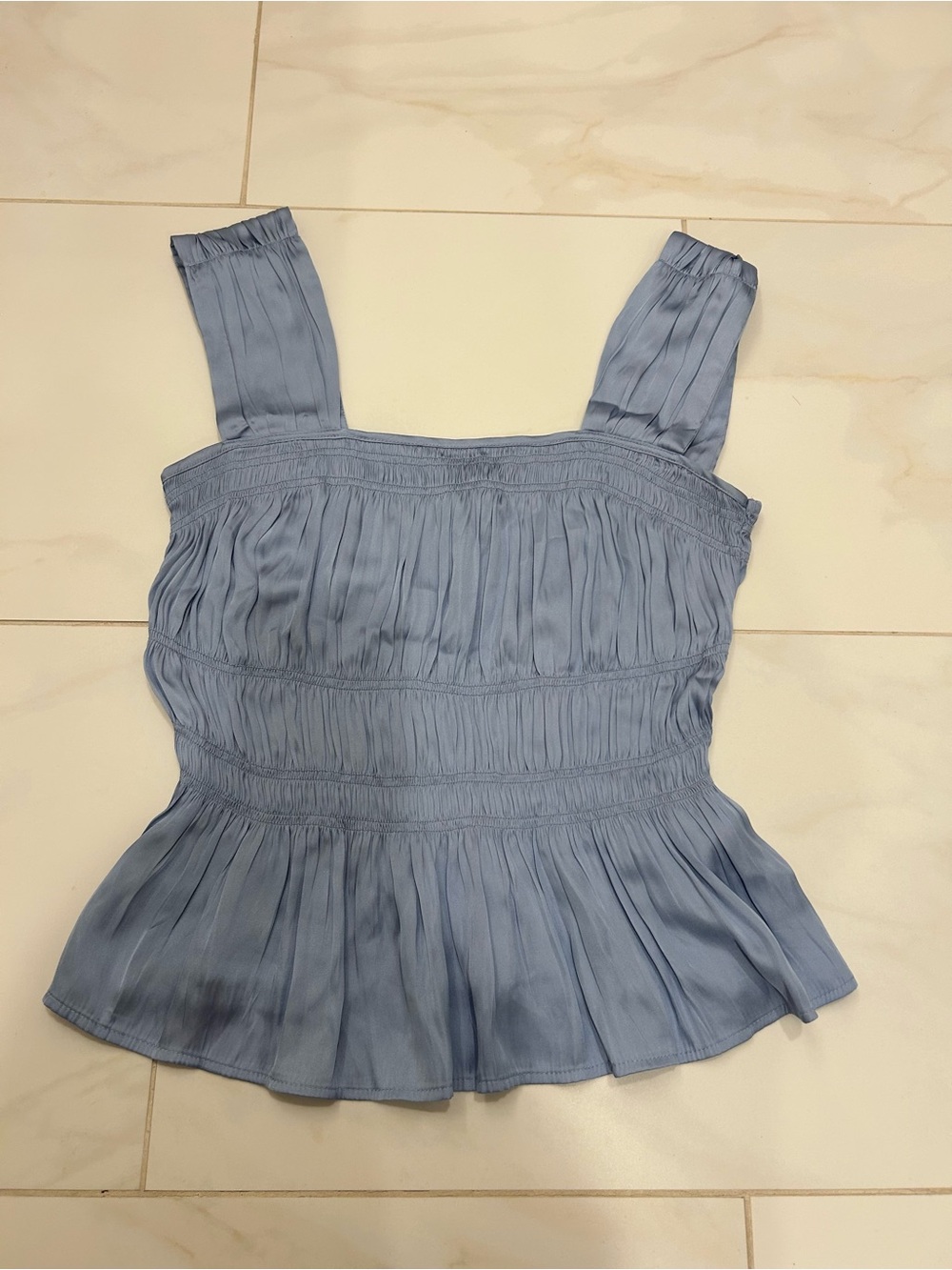 H&M Light Blue Smocked Peplum Camisole